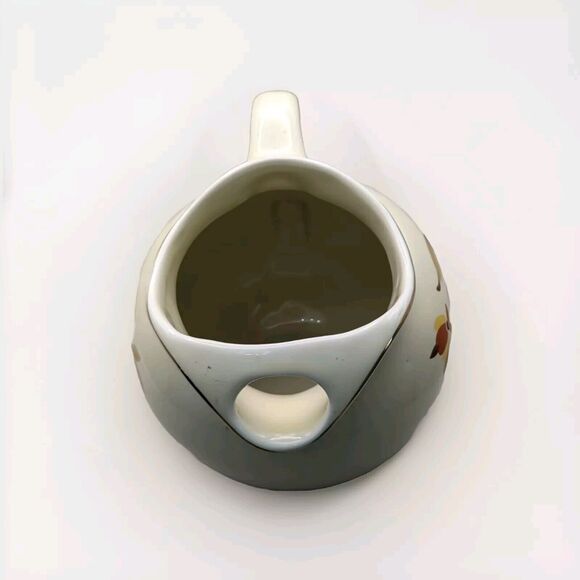 Vtg Hall Jewel Tea Autumn Leaf BALL Pitcher 7 1/2" tall Ice Lip Gold Rim 80 oz. - Picture 8 of 9